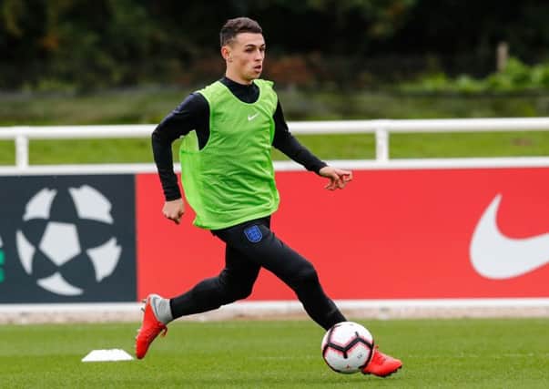 Phil Foden attends a training session. 
England U21 football camp, St George's Park, Burton upon Trent, UK - 08 Oct 2018
Photo: Eddie Keogh for The FA