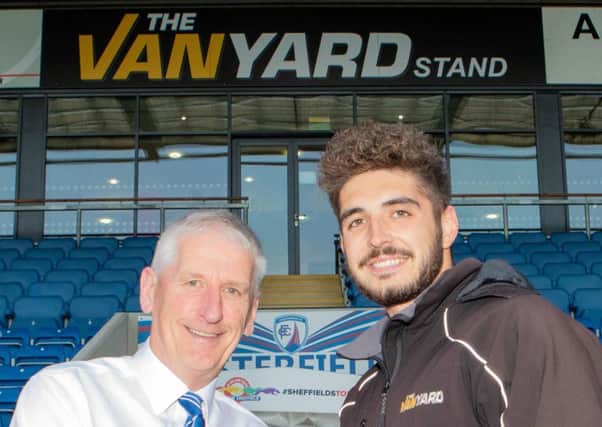Spireites commercial manager Jim Brown, who is pictured with Mat Smith, manager of Chesterfield Road firm The Van Yard (Pic: Tina Jenner)