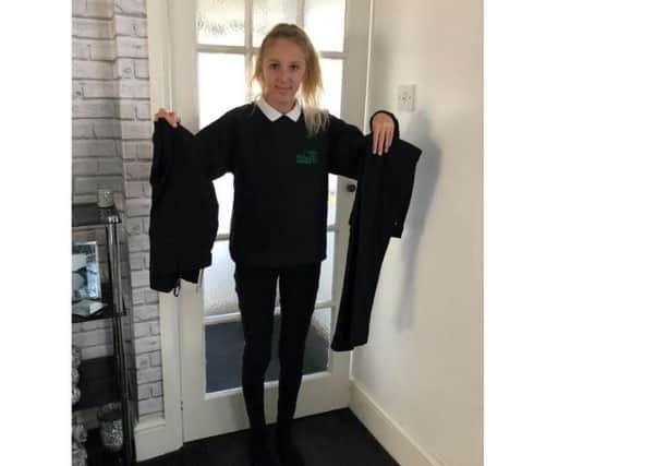 Chloe Lee's trousers have been deemed 'too tight' for school.