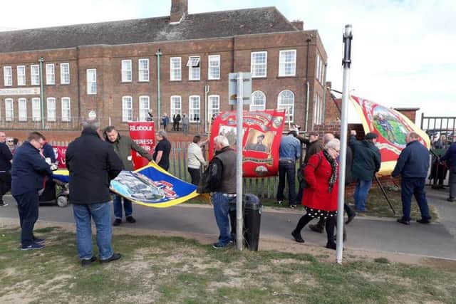 Protestors at the home