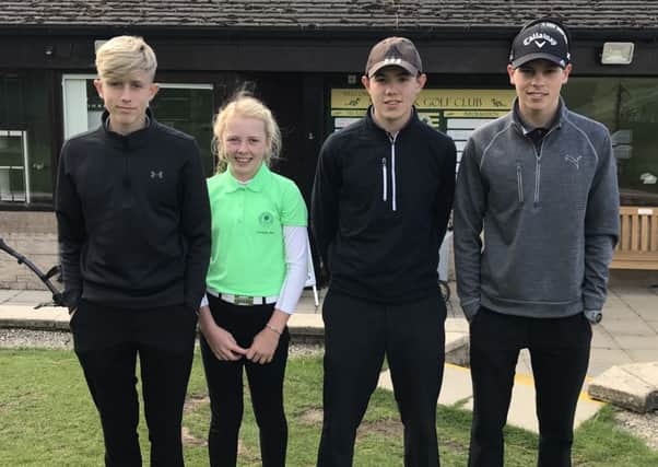 Winner Ella Whaley (second left) with the other three finalists, from left, Louie Cole, Jack Baker-Sabido and Harvey Sands.
