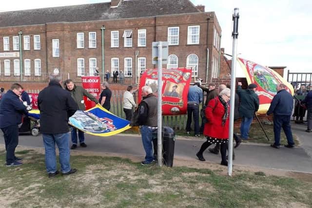 Protestors at Derbyshire Miners Convalescent Home in Skegness