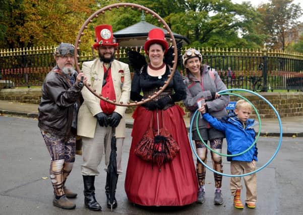Steampunk day at Crich Tramway Village, pictured are Kevin Collins, Gareth Jenkins, Bethany Jenkins, Claire Jennings and Jack Jennings, four