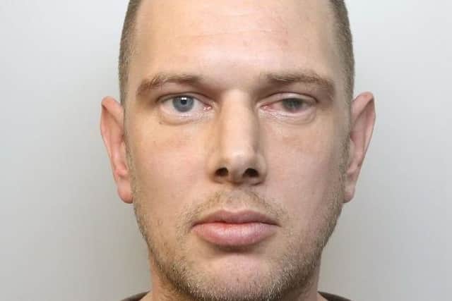 Pictured is Jason Lee Hardwick, 41, of Annesley Close, Hasland, Chesterfield, who has been jailed after he walked into Chesterfield police station armed with a meat cleaver.