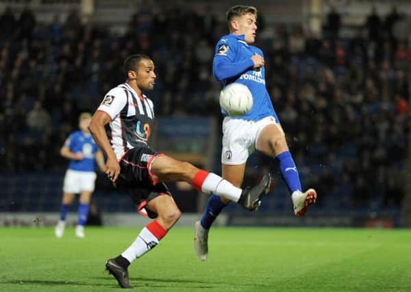 Chesterfield FC v Maidenhead United.
Charlie Carter in first half action.