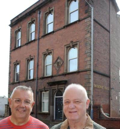 Stuart Riley, left, and Paul Holmes outside the Masonic Hall on Saltergate which is opening its doors to visitors this weekend.