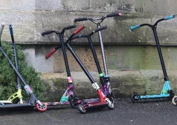 Pictured are foot scooters similar to the one used by 14 year-old Connor Revill.