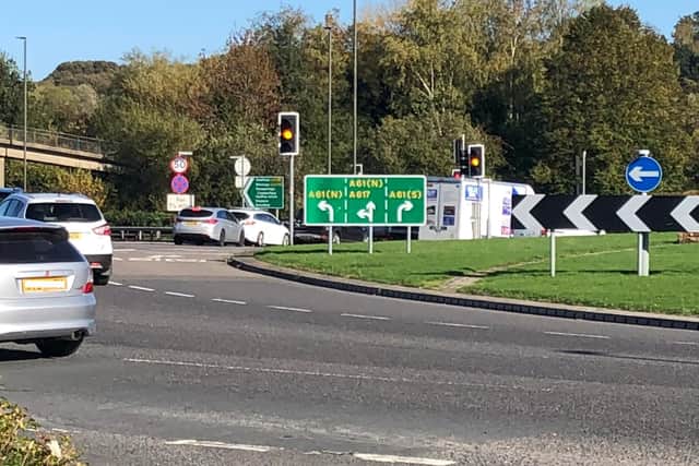 The new sign at Chesterfield's Horns Bridge roundabout.