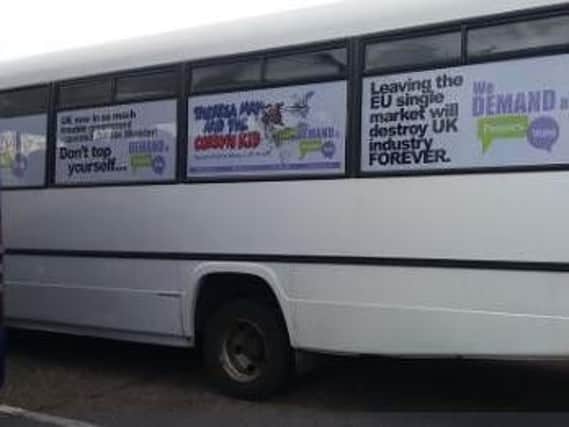 The bus reportedly set off to the march from Chesterfield.