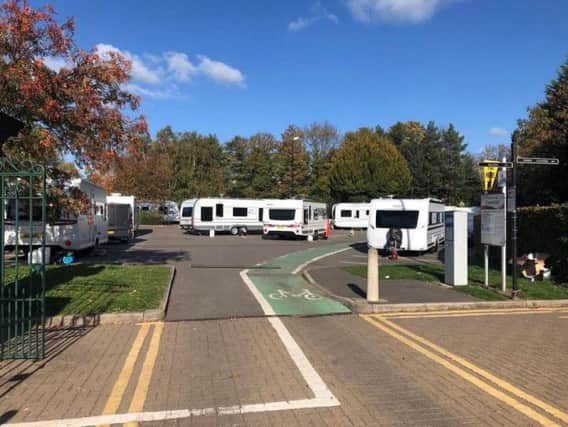 Travellers were moved on from Queen's Park in Chesterfield yesterday, but caravans are back at the site today