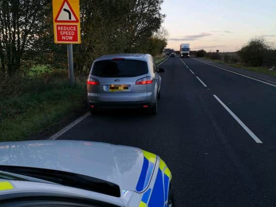 The car was stopped for "excess speed and a poorly executed overtake", according to police