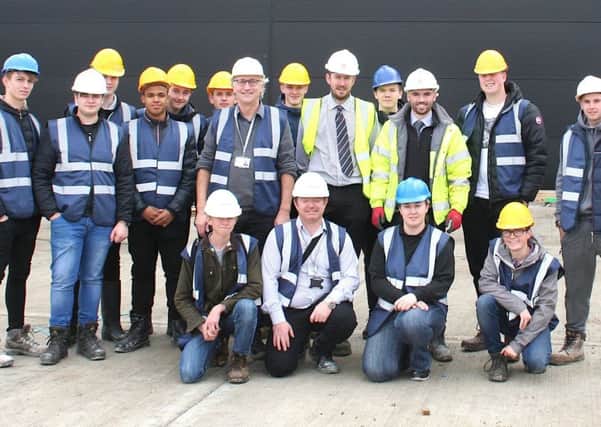Chesterfield College construction students get a site tour from GF Tomlinson's senior site manager Jason Thornhill.