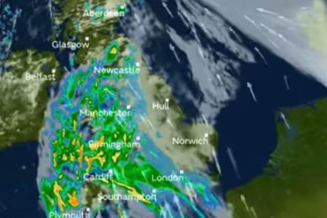 Rain is expected to start Wednesday morning. 
Image from Met Office
