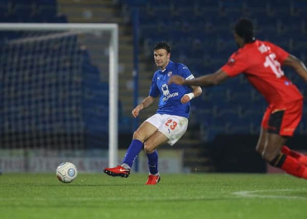 Picture by Gareth Williams/AHPIX.com; Football; Vanarama National League;  Chesterfield FC v Bromley FC; 27/11/2018 KO 19.45; The Proact Stadium; copyright picture; Howard Roe/AHPIX.com; Chesterfield's Jonathan Smith plays a through-ball