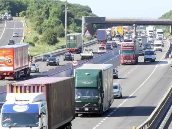 Two lanes are closed on the M1