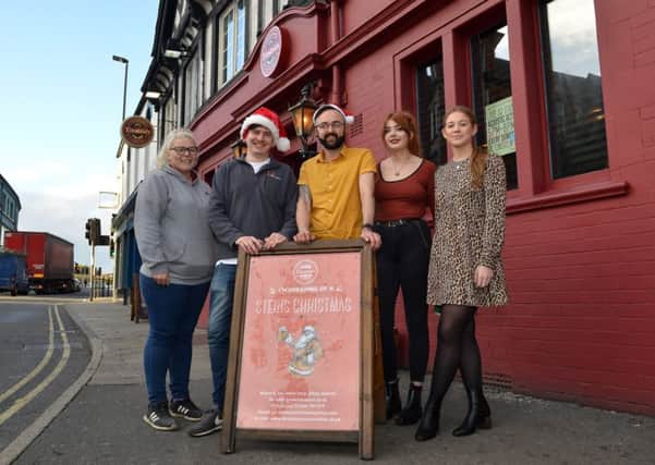 EinsteinÃ¢Â¬"s are offering a free Christmas lunch to the lonely, elderly and homeless this Christmas, picture includes Connor Siddall, Reece Gascoigne, Teri Leigh Smith, Ellie Mai Wainwright and Tamara Wonfor