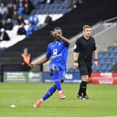 Chesterfield's Zavon Hines drives a shot over the bar: Picture by Steve Flynn/AHPIX.com, Football: The Emirates FA Cup - Qualifing Fourth Round match AFC Fylde -V- Chesterfield at Mill Farm, Wesham, Lancashire, England on copyright picture Howard Roe 07973 739229