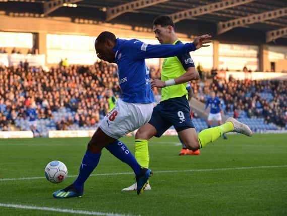 Action from Chesterfield's 0-0 draw with Havant & Waterlooville. Photo by Rachel Atkins.