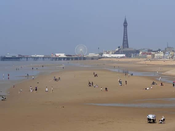Blackpool beach during the day.
