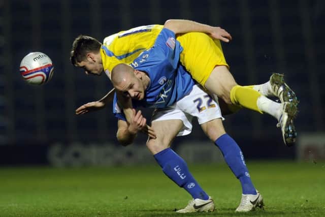 Chesterfield v Wycombe.....Spirites Deane Smalley gets to grips with Wanderers Ben Strevens