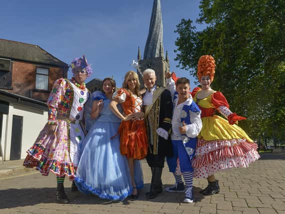 Stars of Cinderella, including Rhydian Roberts, third from left. Picture by Rachel Atkins.