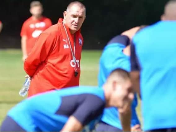 Martin Allen had his side in training this morning ahead of tomorrow's FA Cup tie.