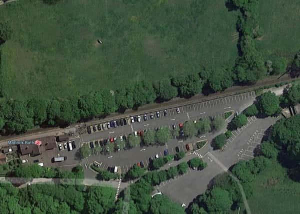 An aerial shot of Matlock Bath train station