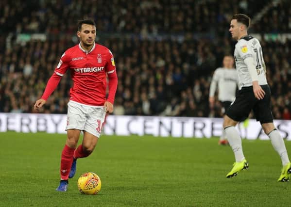 Action from the first half between Derby County vs Nottingham Forest at Pride Park Stadium Derby - 17-12-18  - image Jez Tighe