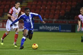 Picture by Howard Roe/AHPIX.com;Football;EFL Trophy;Checkatrade;
Crewe v Chesterfield
08/11/2016 KO 7.45.00pm;Gresty Road ;
copyright picture;Howard Roe;07973 739229

Chesterfield's  Ricky German cuts thru the Crewe defence