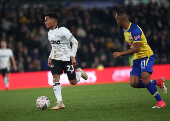 Derby County midfielder Duane HOLMES during the FA Cup 3rd match between Derby County vs Southampton FC at Pride Park Stadium Derby - 05-01-19  - image Jez Tighe