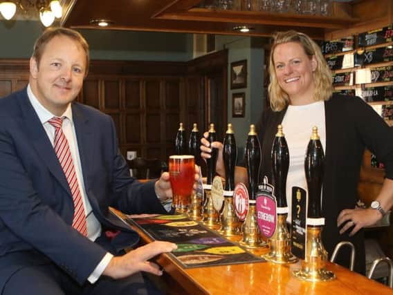 Chesterfield MP Toby Perkins with Emma Clarke, landlady of the Chesterfield Arms.