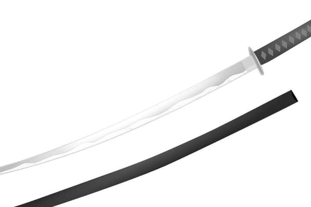 Pictured is an example of a Samurai sword.