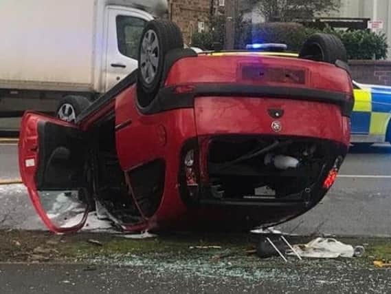A woman and baby who were in the Corsa were also taken to hospital for checks. Picture Courtesy of Notts Post