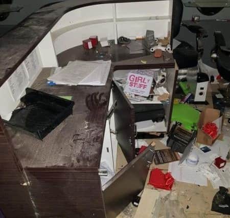 This image shows the destruction inside the salon. Image: Lisa Feurtado.