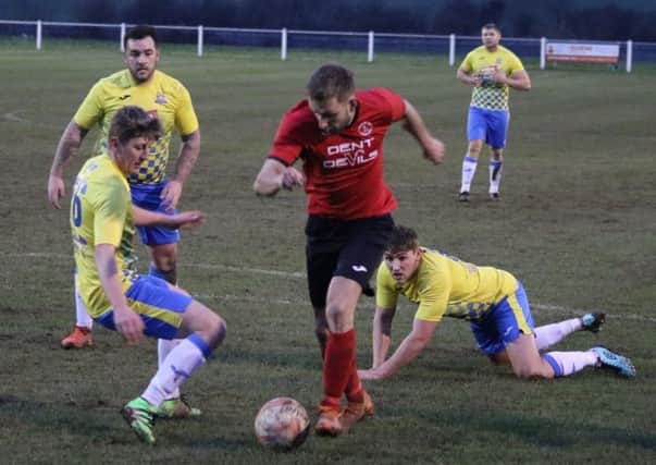 Action from the clash between Ollerton Town and FC Bolsover. (PHOTO BY: DC Photography, Retford)