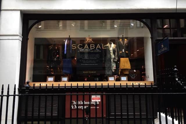 Joshua's work was shown in the window of the Scabal Shop in Savile Row.
