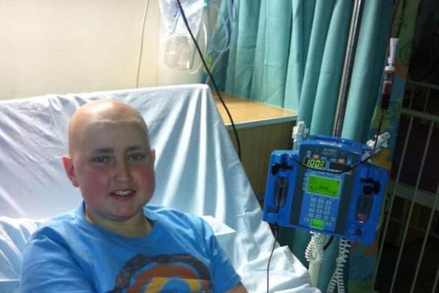 Andrew during his treatment at Sheffield Children's hospital, aged 13 in 2012.