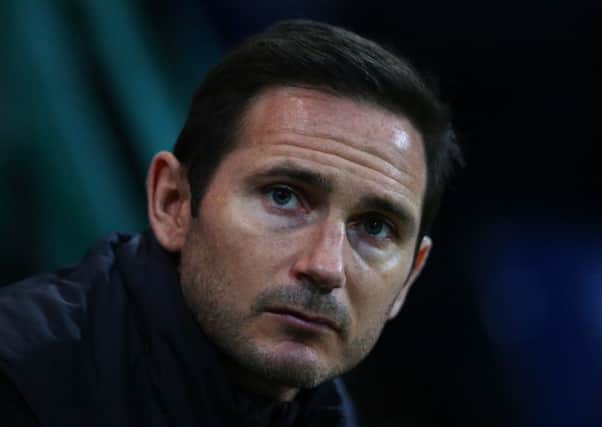 Frank Lampard looks on prior to the Sky Bet Championship match between Preston North End and Derby County. (Photo by Alex Livesey/Getty Images).