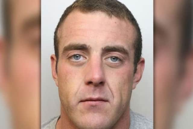 Pictured is Kurtis Britland, 27, of Brimington Road North, Chesterfield, who has been jailed for 15 months after admitting dangerous driving, common assault, driving while disqualified, driving without insurance and possessing cannabis.