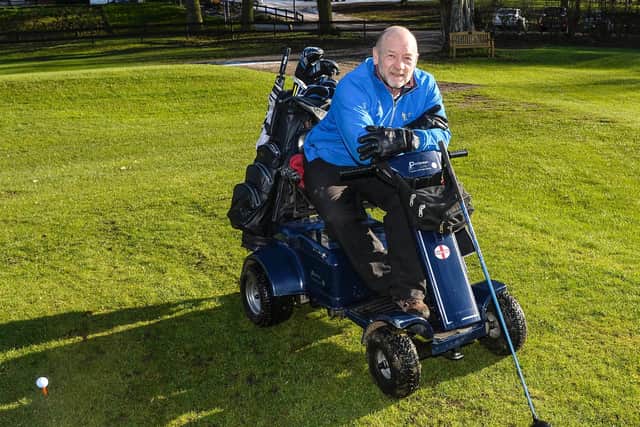 Terry Kirby, the first disabled player to captain a non-disabled golf club at Tapton Park Golf Club in Chesterfield