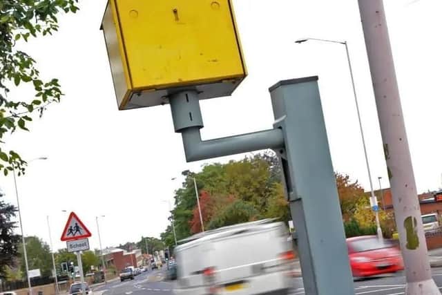These are the 'classic' standard speed cameras which have been on roads since the 1990s. They are rear facing and capture the car and number plate when driven past fast enough to trigger it.