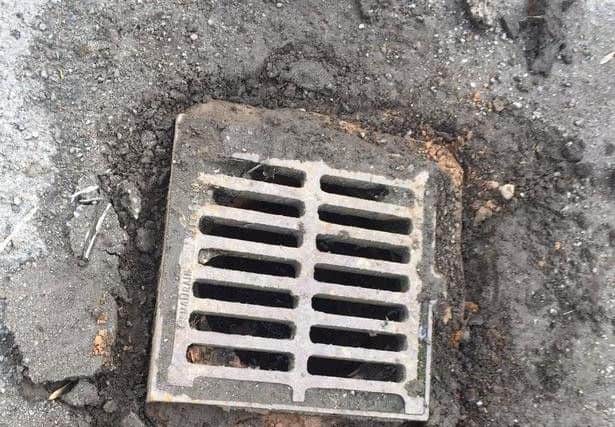 Concrete around the drain was smashed by contractors