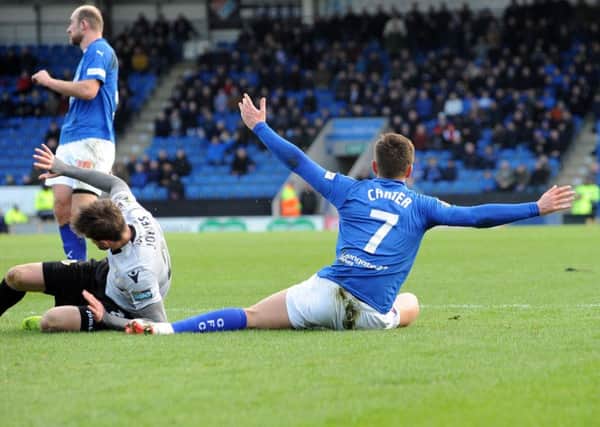 Chesterfield FC v Eastleigh.
Eastleigh survive a last minute penalty shout when Charlie Carter is brought down.