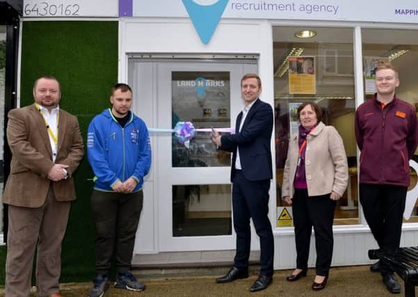 Official opening of Wayfinder Recruitment Agency hosted by Landmarks Specialist College, pictured cutting the ribbon is MP Lee Rowley with principal Larry Brocklesby, chair of trustees Sue Windle, Ryan Marr and James Ling