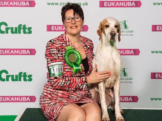 Jayne Harrison from Heanor with Rosie, a pointer which was the Best of Breed winner at Crufts.