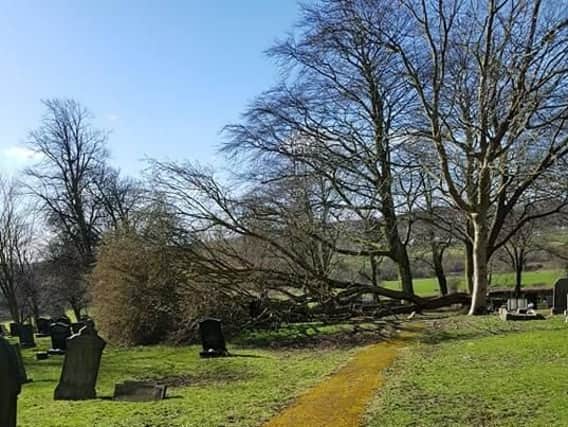 The scene at Hasland cemetery this morning. Picture submitted by David Allen.