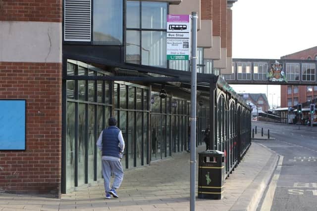 Part of Chesterfield's bus station where steps have been taken to prevent homeless people causing a mess