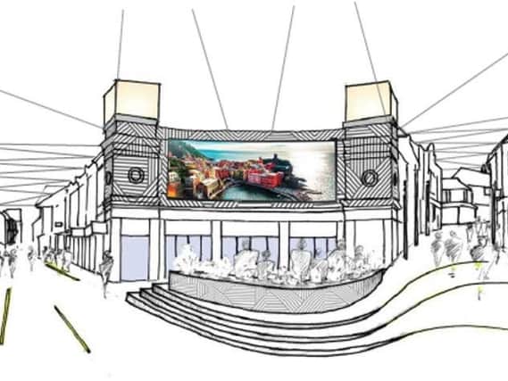 An artist's impression showing how Vicar Lane might look with a giant outdoor screen