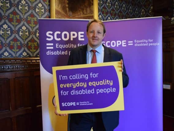 Chesterfield MP Toby Perkins shows his support for Scope's campaign.
