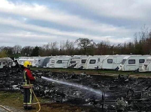 40 caravans were destroyed by the fire.